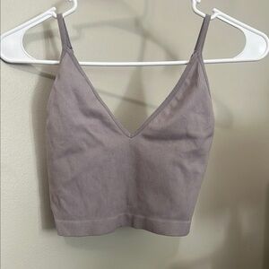 Purple Ribbed Crop Top